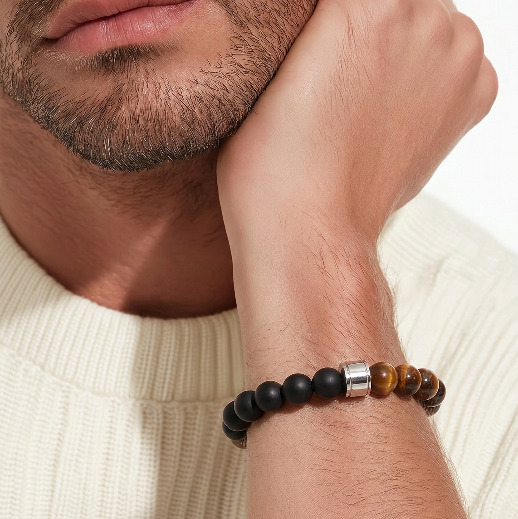 Bracelet Unys – Onyx & Œil de tigre
