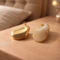 Alba – Boucles d’oreilles pierre crème acier inoxydable