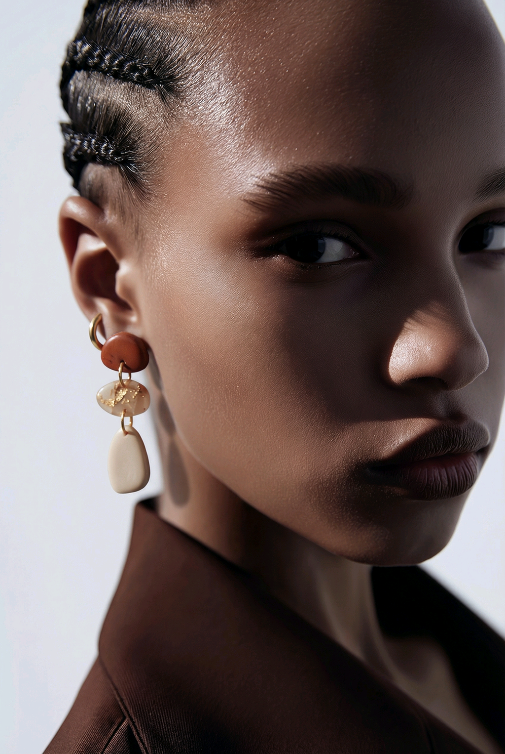 Ocre – Boucles d’oreilles terracotta acier inoxydable