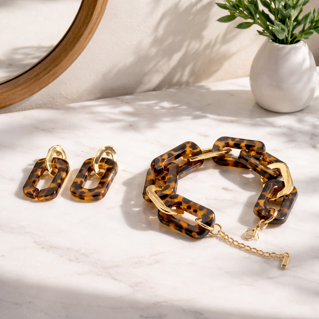Écorce - Set bracelet et boucles écaille
