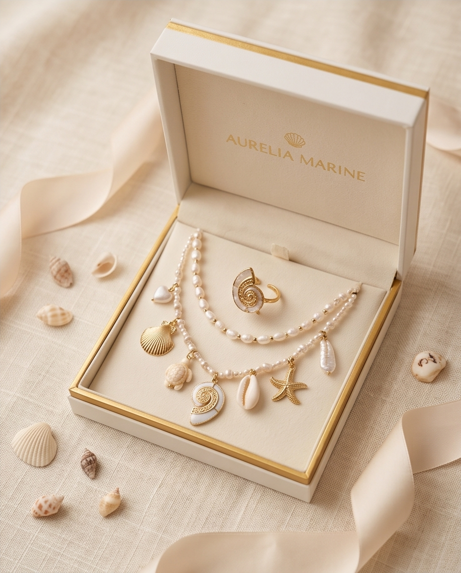 SET Océane - Parure complète perles & coquillages