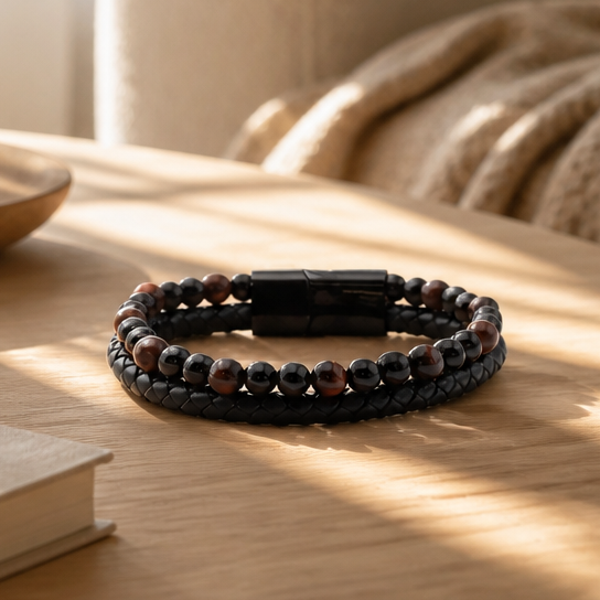 Bracelet Aska – Œil de taureau & Onyx